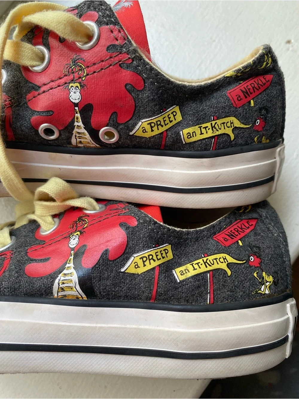 Converse Unisex Kids Black & Red Cartoon Canvas Sneakers with Yellow Laces